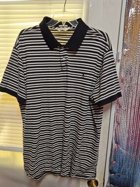 Original Penguin Black and White Striped Polo Shirt
